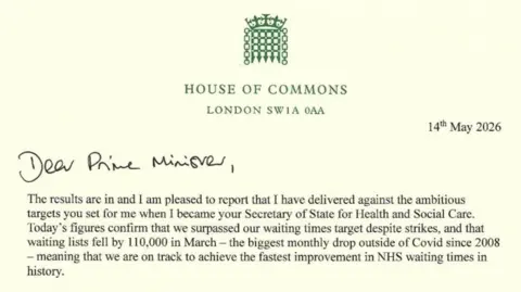Top of Wes Streeting's resignation letter to Sir Keir Starmer