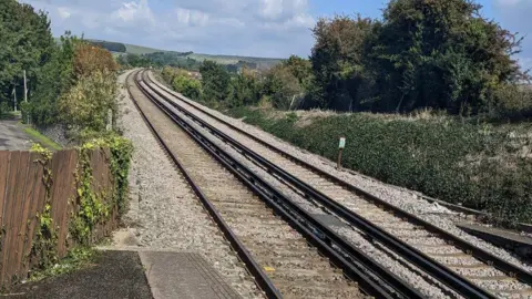 Jaggery Rail track at Upwey station