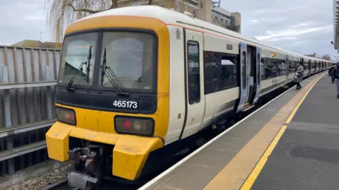 Southeastern train at Abbey Wood station