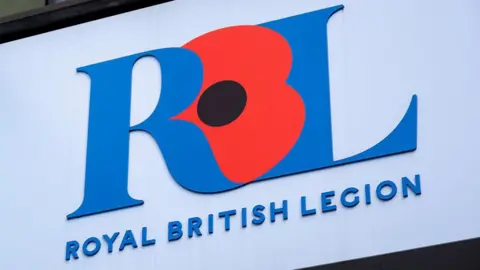 Royal British Legion logo, the B is styled like a red poppy