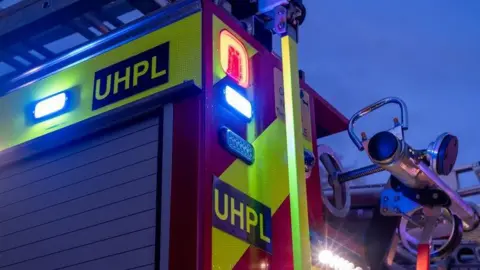 A close-up of the back of a fire engine.