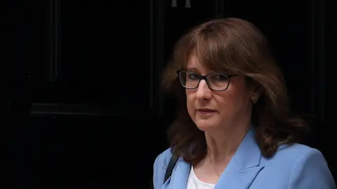 British Chancellor Rachel Reeves leaves her official residence at 11 Downing Street