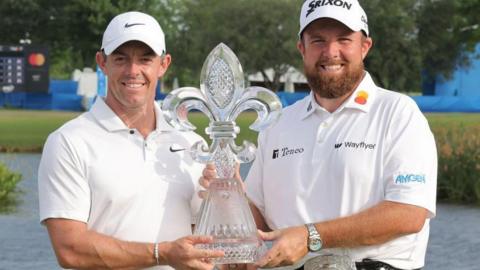 Rory McIlroy and Shane Lowry celebrate their Zurich Classic success