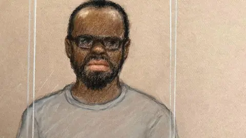 Court sketch of Simon Levy in the dock.