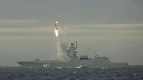 Reuters / Russian defence ministry Russian defence ministry still of Zircon missile test from ship in 2022