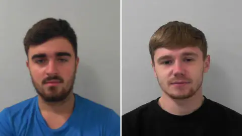 Hari Barnes is pictured on the left wearing a blue T-shirt and has dark hair and a short dark beard. William Smythe is pictured on the right wearing a black sweatshirt and has short brown hair.