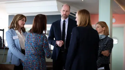 Reuters The Prince of Wales in conversation with four women