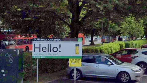 A sign at the entrance to the Guildhall car park in Plymouth City Centre