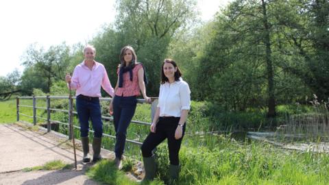 Colin Nicholson (left), Mariah Ballam (middle) and Helen Dangerfield (right) at the River Deben