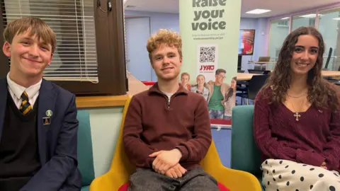 Pictured from left to right: Alaric Corbin, Oliver Macready and Penelope Deschamps said they felt engagement with young people was improving but there was still work to do.