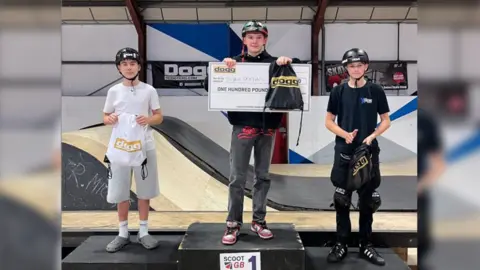 Josh on the podium of Scoot GB in October 2024