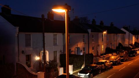 Streetlights at night