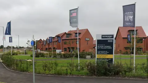 Google Maps Bloor Homes properties on a housing development in Felixstowe