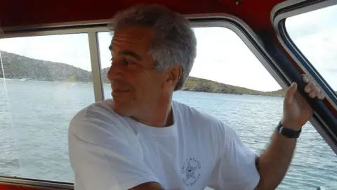 US Department of Justice Jeffrey Epstein in a T-shirt on a boat