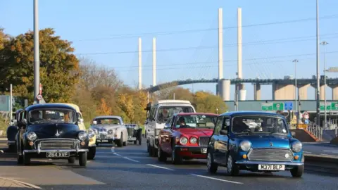 National Highways Classic cars using the Dartford Crossing