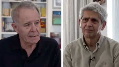 Former deputy chief of Mossad, Rami Igra, on left side. BBC Persian special correspondent, Kasra Naji, on right side