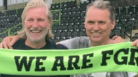 Forest Green Rovers boss Robbie Savage (left) with club owner Dale Vince.