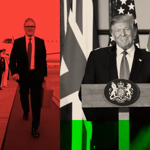 BBC A collage of Sir Keir Starmer on the right and Donald Trump on the left