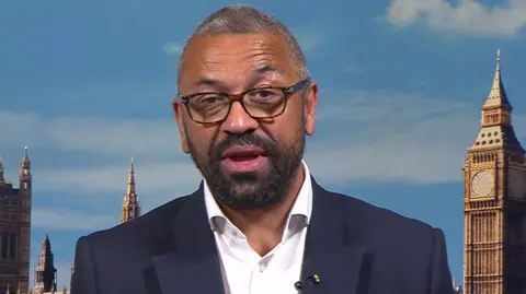 BBC Home secretary James Cleverly appears on BBC Breakfast as part of his general election campaigning