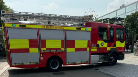 Kam Singh Fire engine outside Centre:MK 