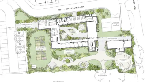 The Lucy Rayner Foundation An artist's impression of an aerial view over the potential site.