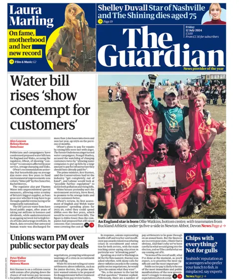 Guardian front page for 12/07/24