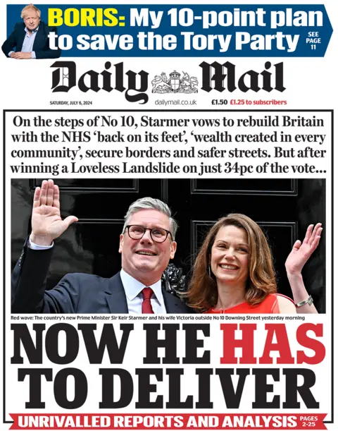 Front page of the Daily Mail for 6 July