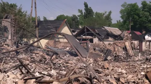 Damage in Donetsk caused by a drone strike