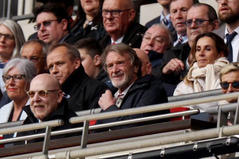 Sir Jim Ratcliffe sat next to Avram Glazer at Wembley FA Cup semi-final