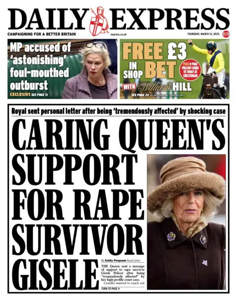 The headline on the front of the Daily Express reads: 