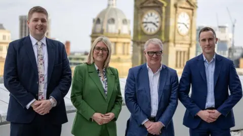 West Midlands Combined Authority (From left to right) Dan Heffernan, Social value lead at Atkins Réalis and Chair of the WMCA Cornerstone employer group, Baroness Jacqui Smith, Minister for Skills, Richard Parker, Mayor of the West Midlands, John Yarham, Deputy CEO, The Careers & Enterprise Company