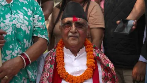 Prem Boominathan/BBC Nepal's former prime minister K. P. Sharma Oli