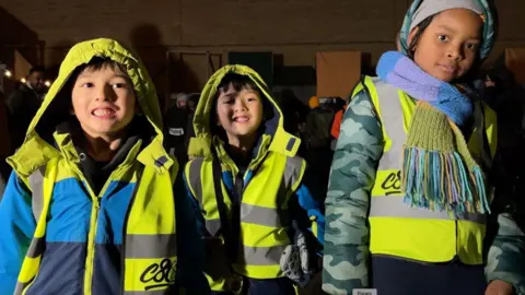 BBC Ben, Ted and Hudson are pictured in hi vis C86ERZ jackets ahead of the ride out 