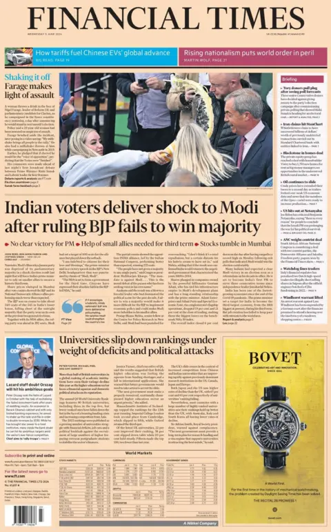 The front page of the Financial Times 