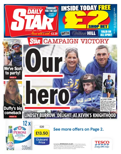 The headline of the Daily Star reads: "Our hero."