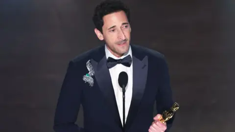 Getty Images Adrien Brody at the 97th Oscars held at the Dolby Theatre on March 2, 2025 in Hollywood, California.