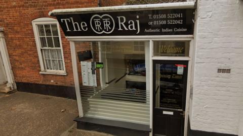 The Raj restraunt shown from the outside