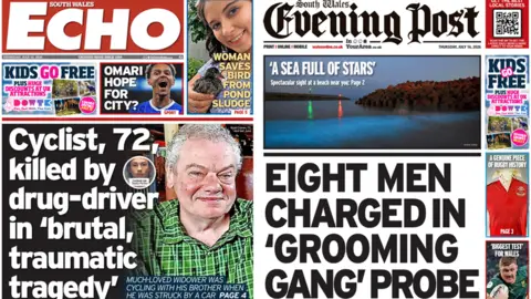 South Wales Echo and South Wales Evening Post front pages