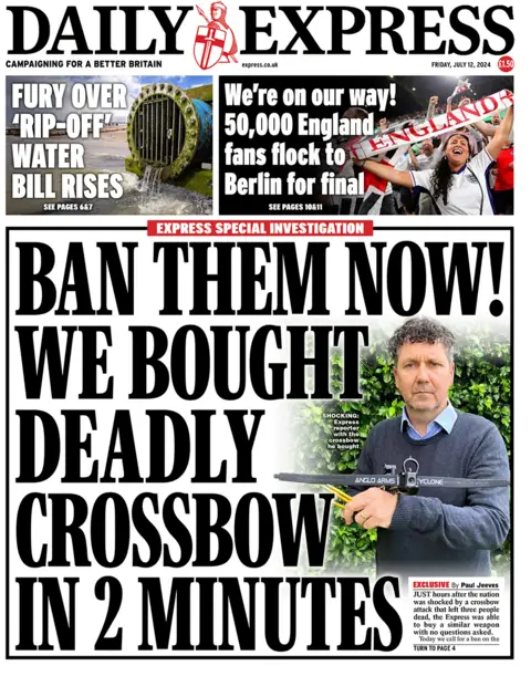 Daily Express front page for 12/07/24