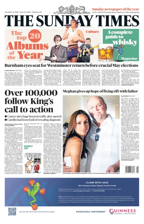 "Over 100,000 follow King's call to action," reads the headline on the front page of the Sunday Times.