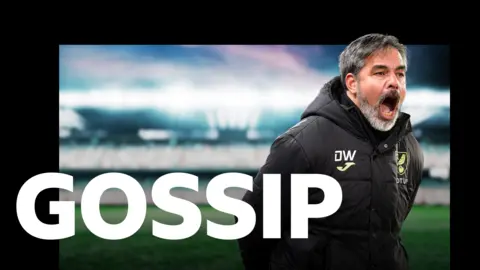 Gossip graphic including photo of David Wagner in Norwich City jacket