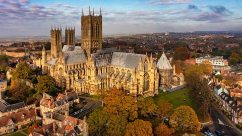 Aerial view of Lincoln Cathedral 