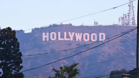 Getty Images Hollywood sign covered in smoke from wildfires