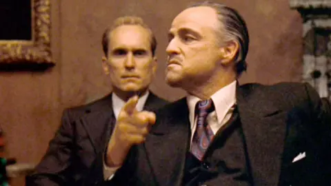 Getty Images Robert Duvall as Tom Hagen and Marlon Brando as Don Vito Corleone in The Godfather
