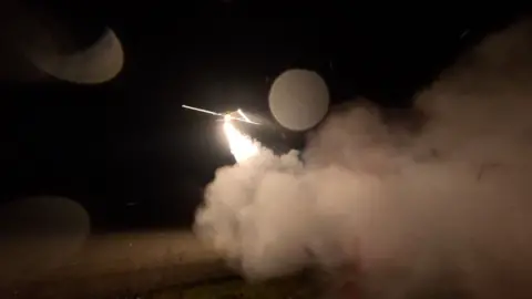 A long-range drone is launched in eastern Ukraine