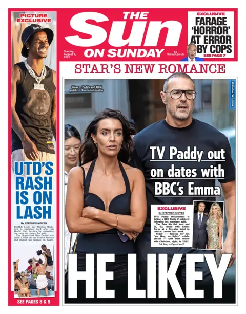 The headline on the front page of the Sun on Sunday reads: “He likey”.