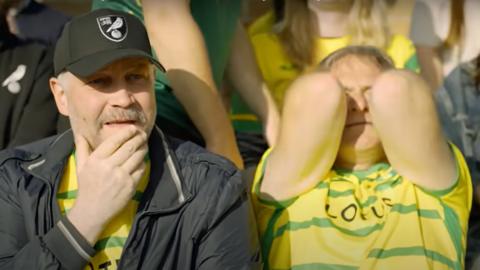 Two football fans in Norwich City FC's mental health awareness video