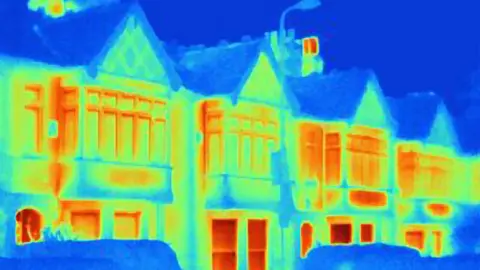 Getty Images A thermal image of a row of houses