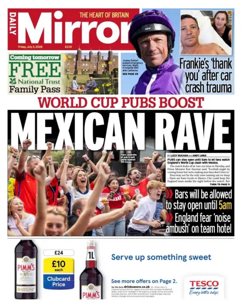 BBC "Mexican rave" reads the headline on the front page of the Daily Mirror.
