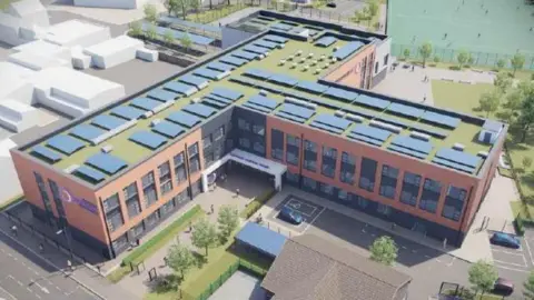 Wilmott Dixon Architect's view of the school, as if seen from slightly above